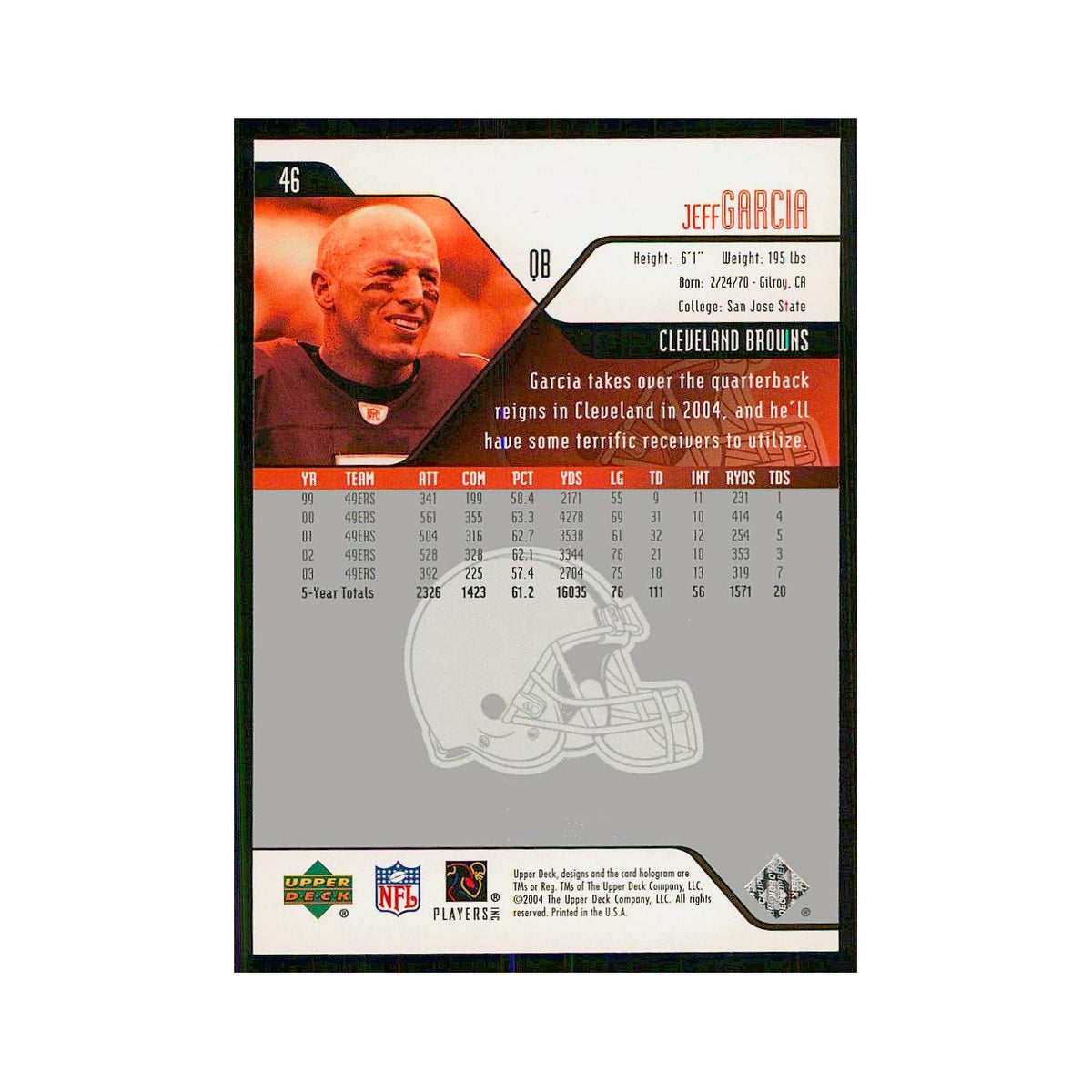 2004 Upper Deck Jeff Garcia Browns #46