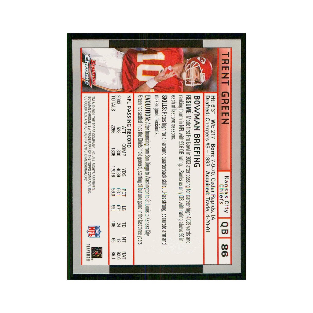 2004 Bowman Chrome Trent Green Chiefs #86