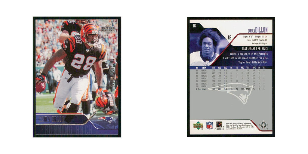 2004 Upper Deck Corey Dillon Patriots #117