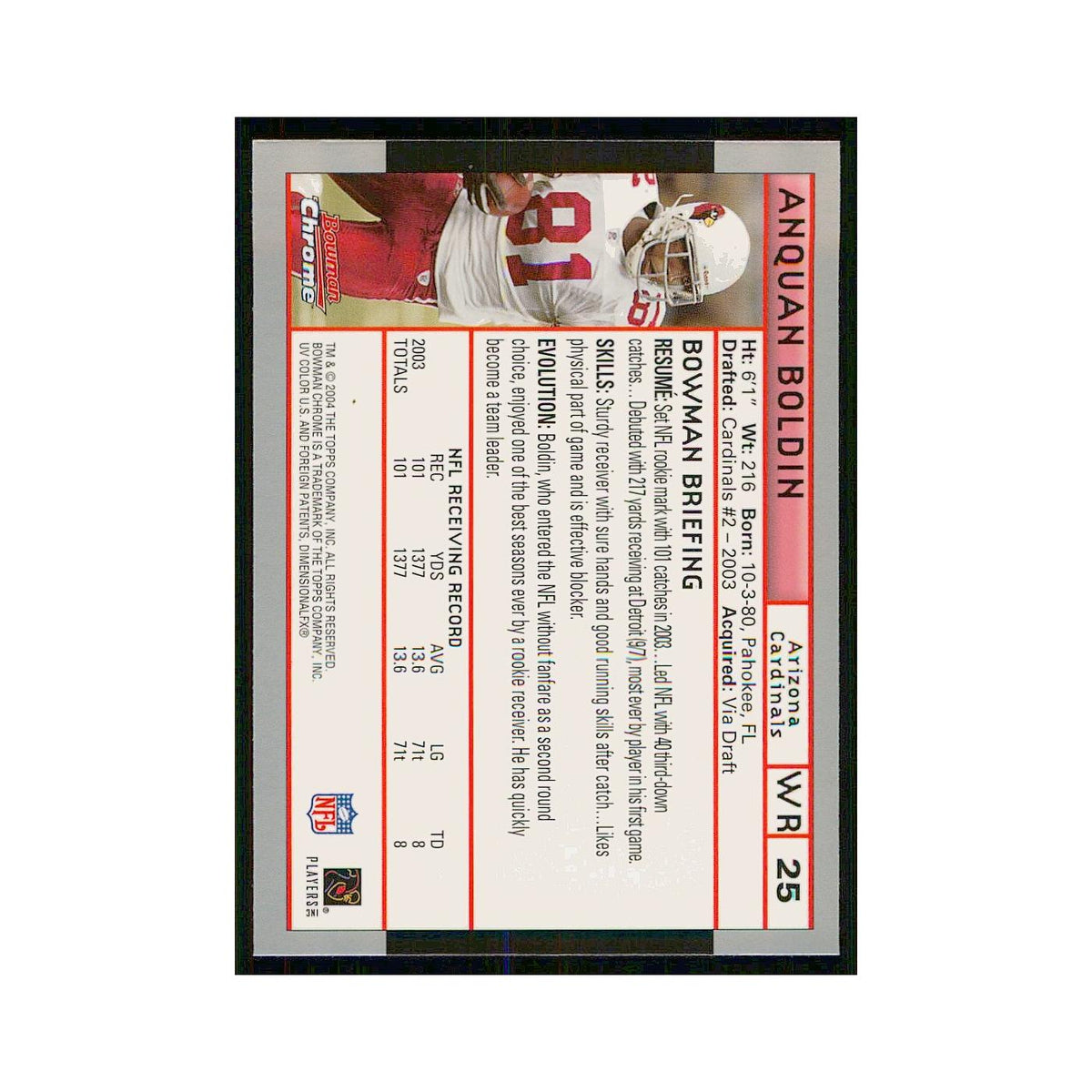 2004 Bowman Chrome Anquan Boldin Cardinals #25