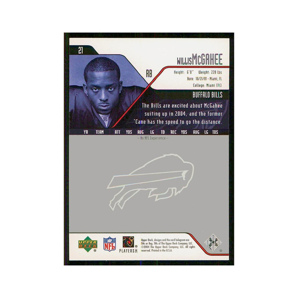 2004 Upper Deck Willis McGahee Bills #21