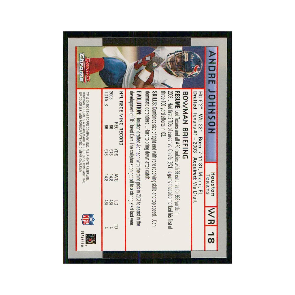 2004 Bowman Chrome Andre Johnson Texans #18