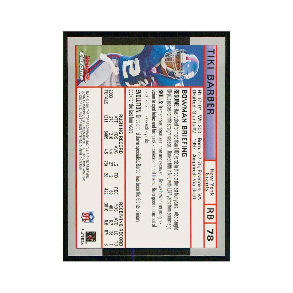 2004 Bowman Chrome Tiki Barber Giants #78