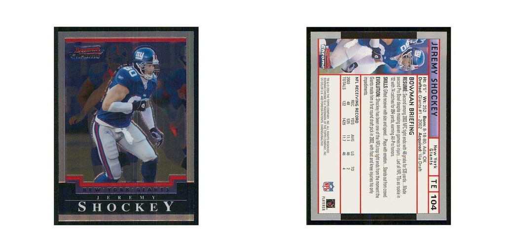 2004 Bowman Chrome Jeremy Shockey Giants #104