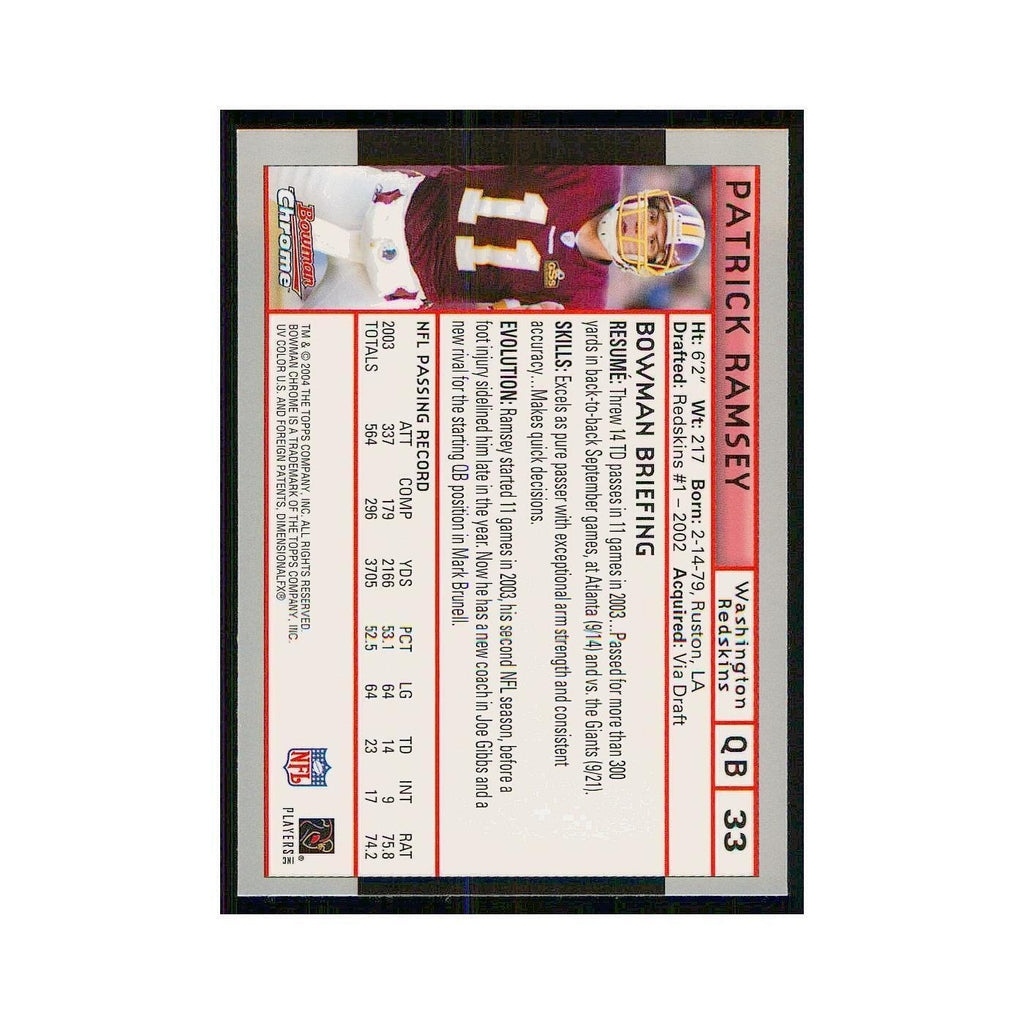 2004 Bowman Chrome Patrick Ramsey Redskins #33