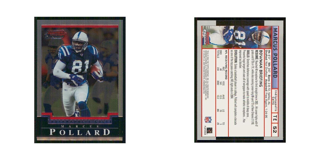 2004 Bowman Chrome Marcus Pollard Colts #52