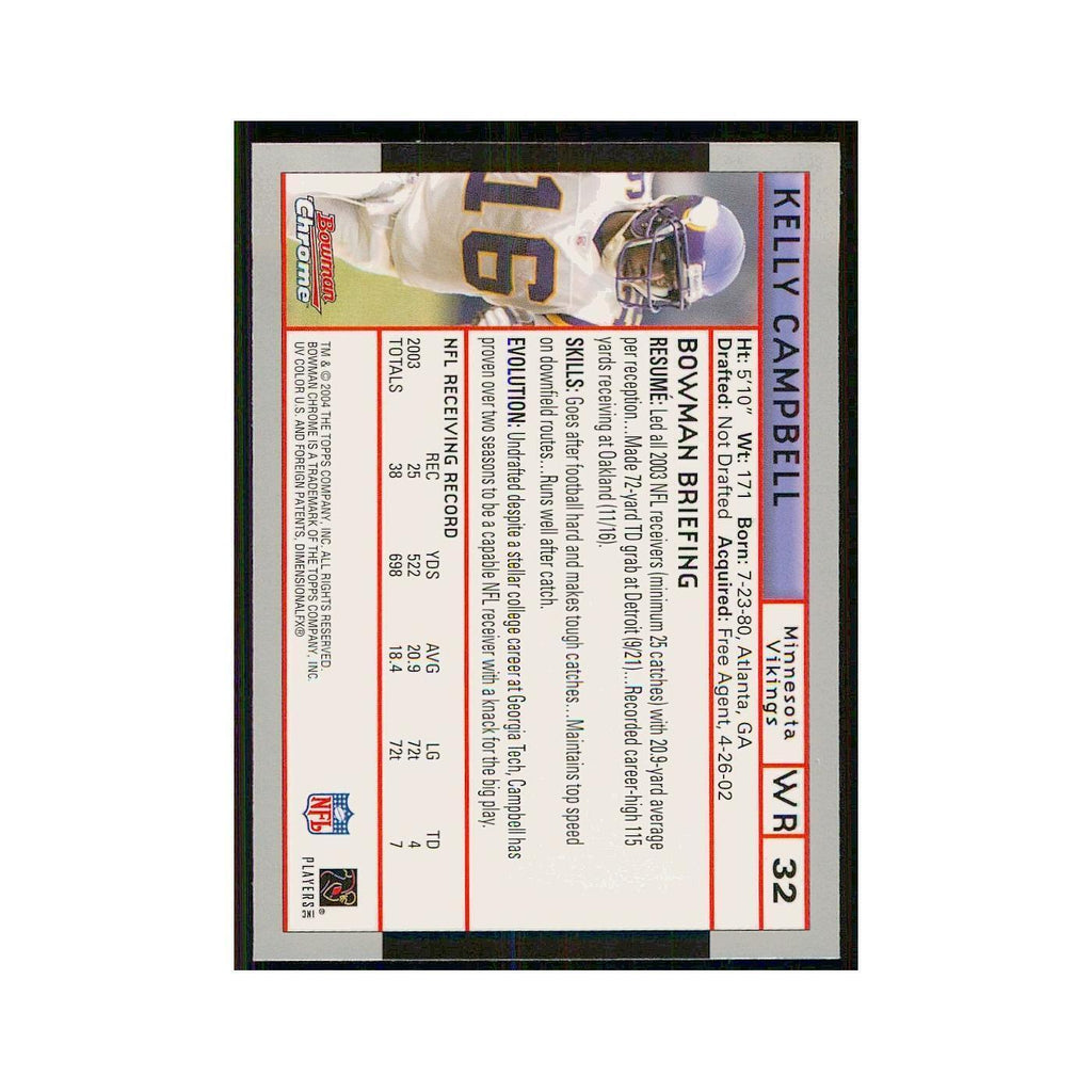 2004 Bowman Chrome Kelly Campbell Vikings #32