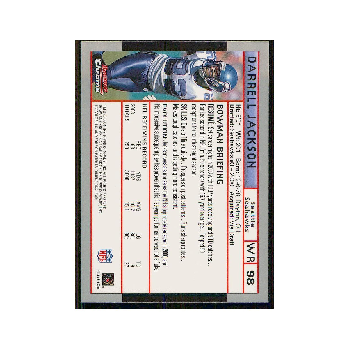 2004 Bowman Chrome Darrell Jackson Seahawks #98