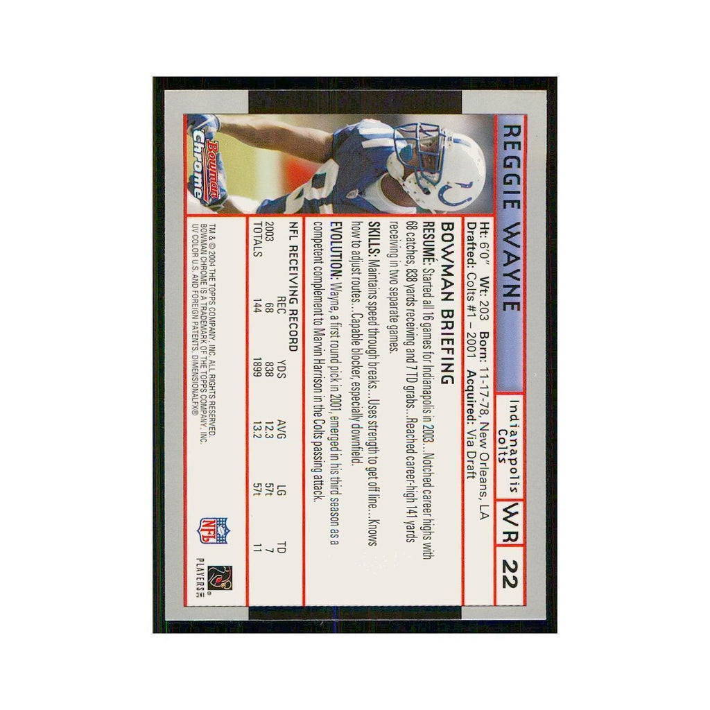 2004 Bowman Chrome Reggie Wayne Colts #22