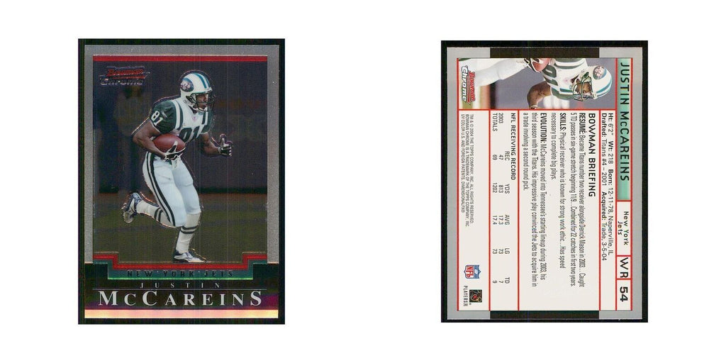 2004 Bowman Chrome Justin McCareins Jets #54