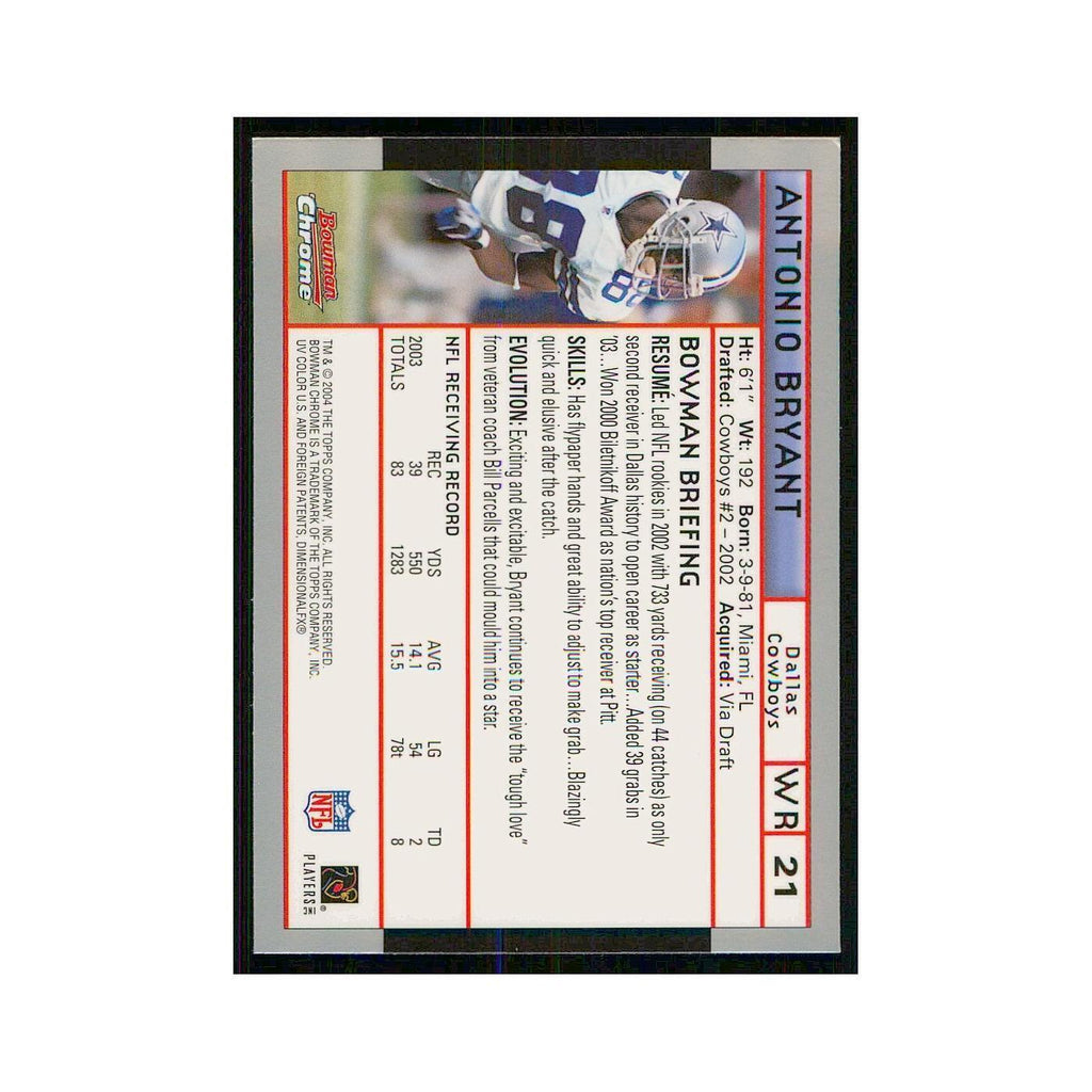 2004 Bowman Chrome Antonio Bryant Cowboys #21