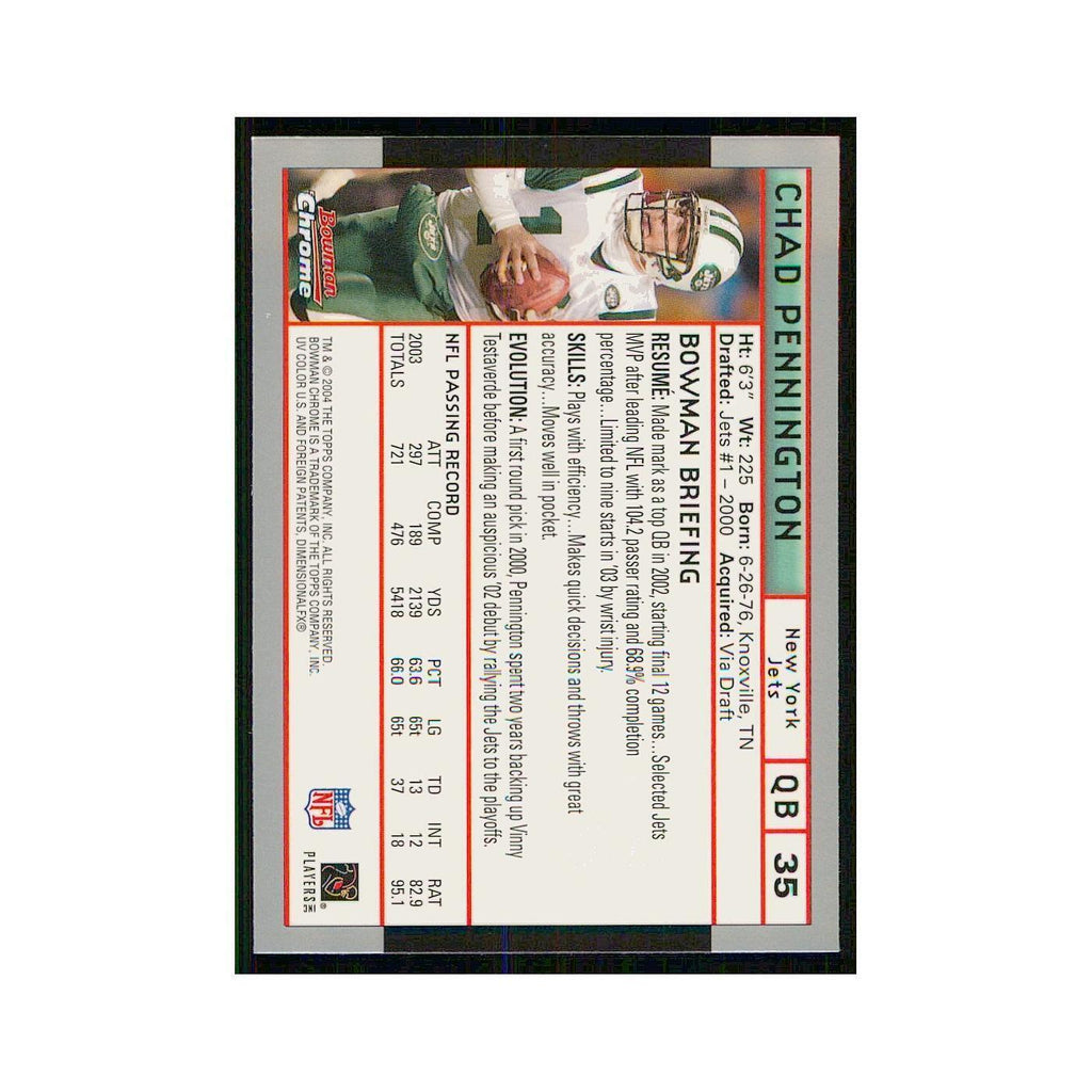 2004 Bowman Chrome Chad Pennington Jets #35