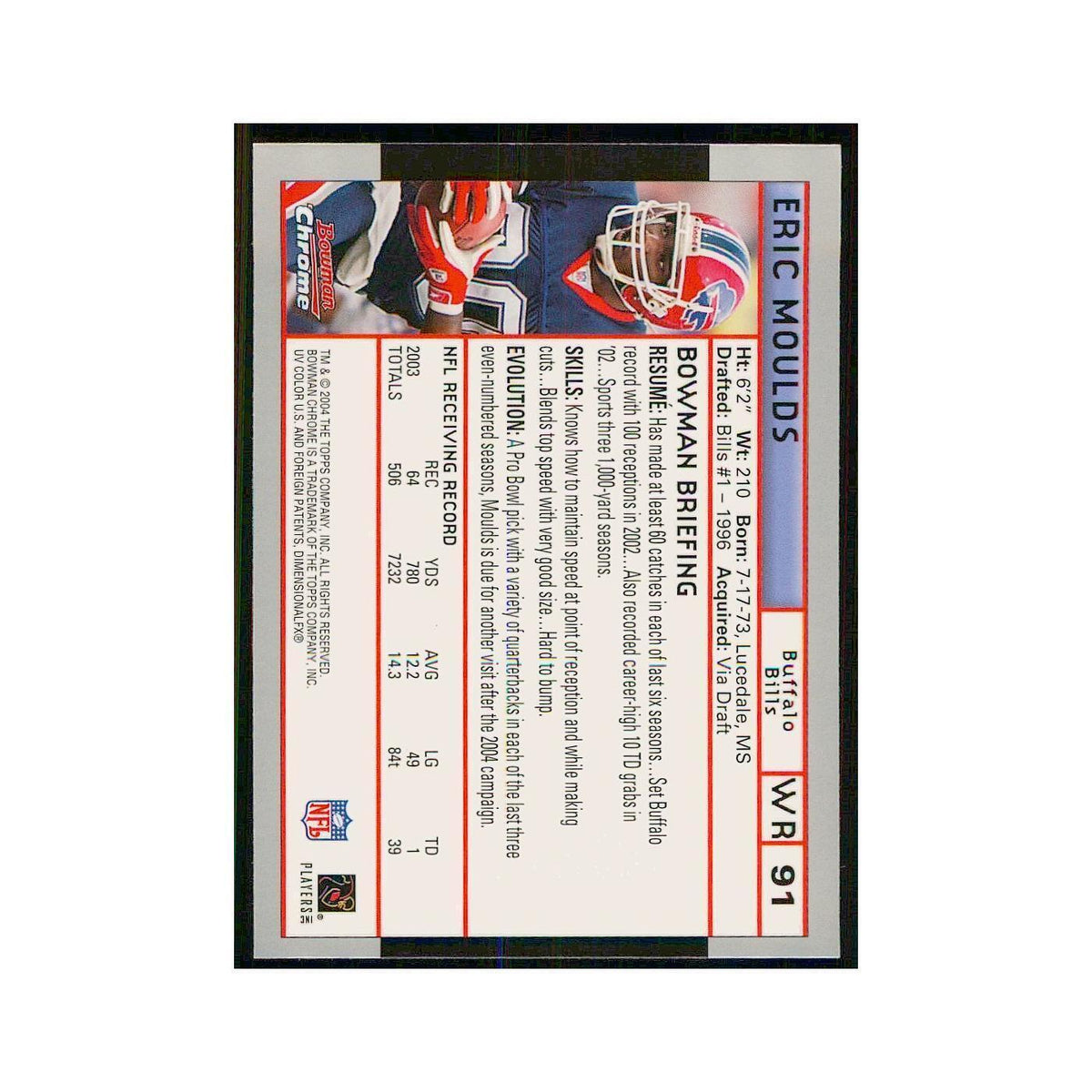 2004 Bowman Chrome Eric Moulds Bills #91