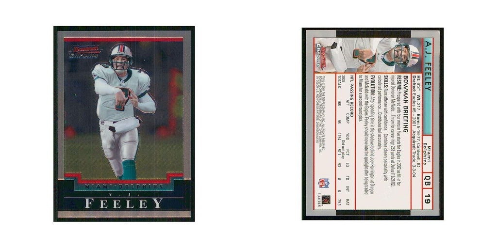 2004 Bowman Chrome A.J. Feeley Dolphins #19