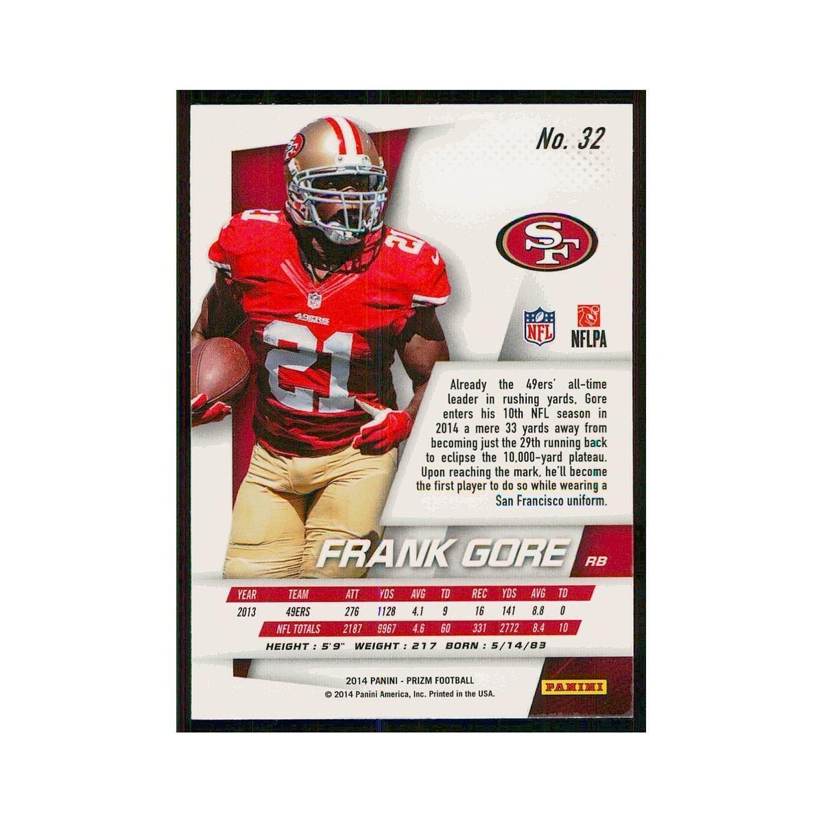 2014 Panini Prizm Frank Gore 49ers #32