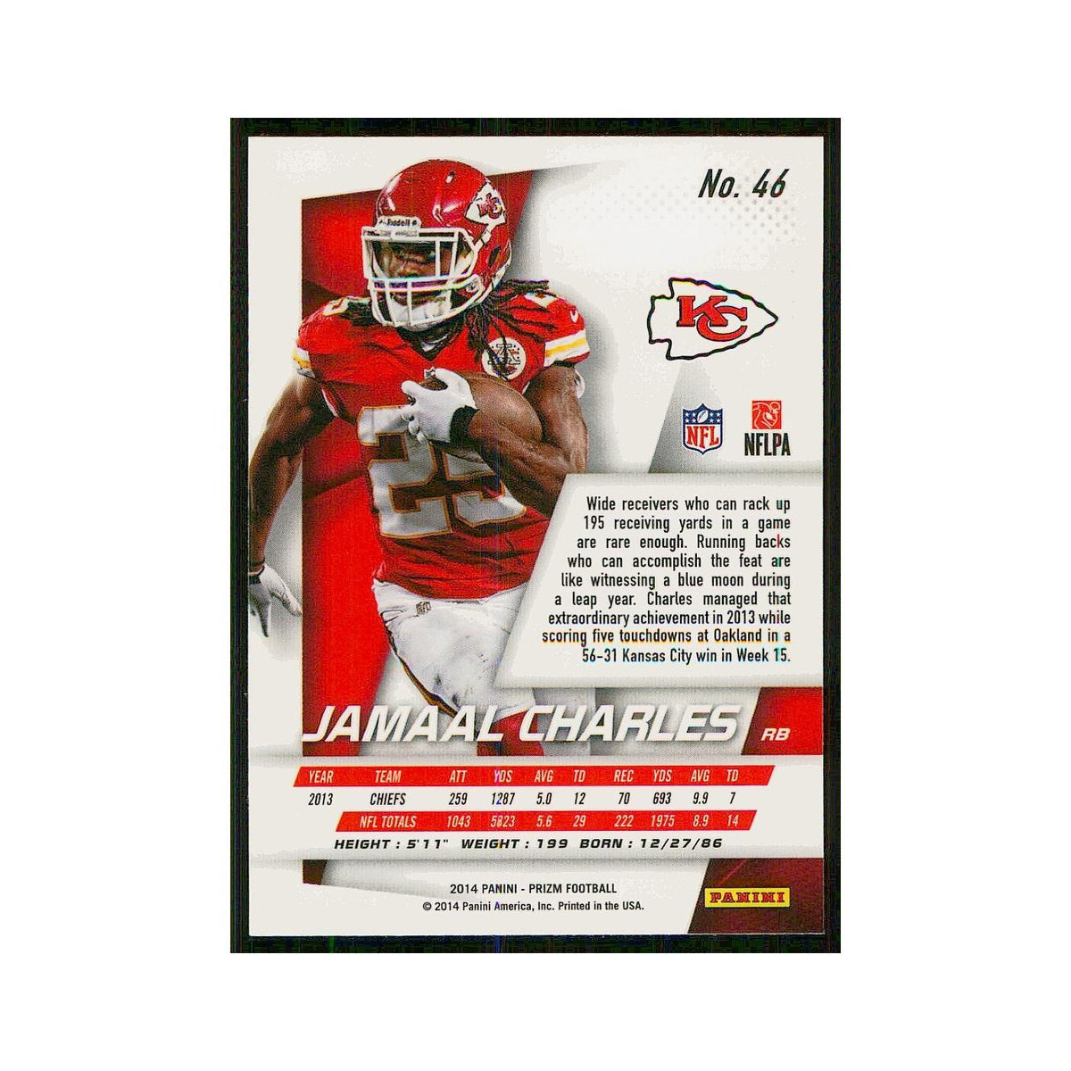2014 Panini Prizm Jamaal Charles Chiefs #46