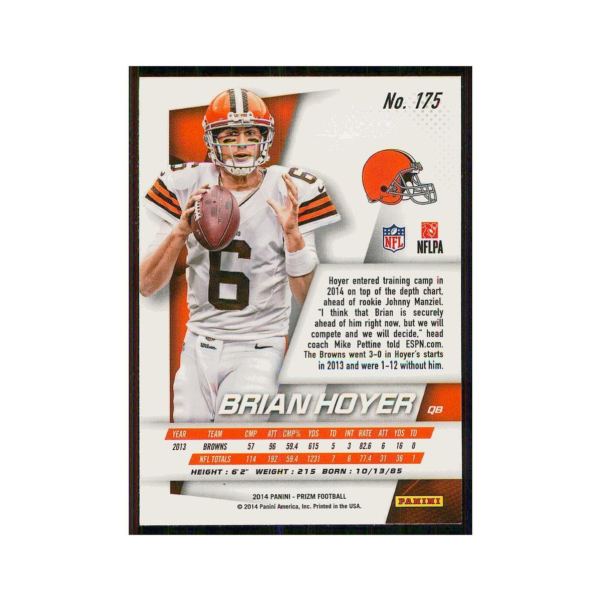 2014 Panini Prizm Brian Hoyer Browns #175