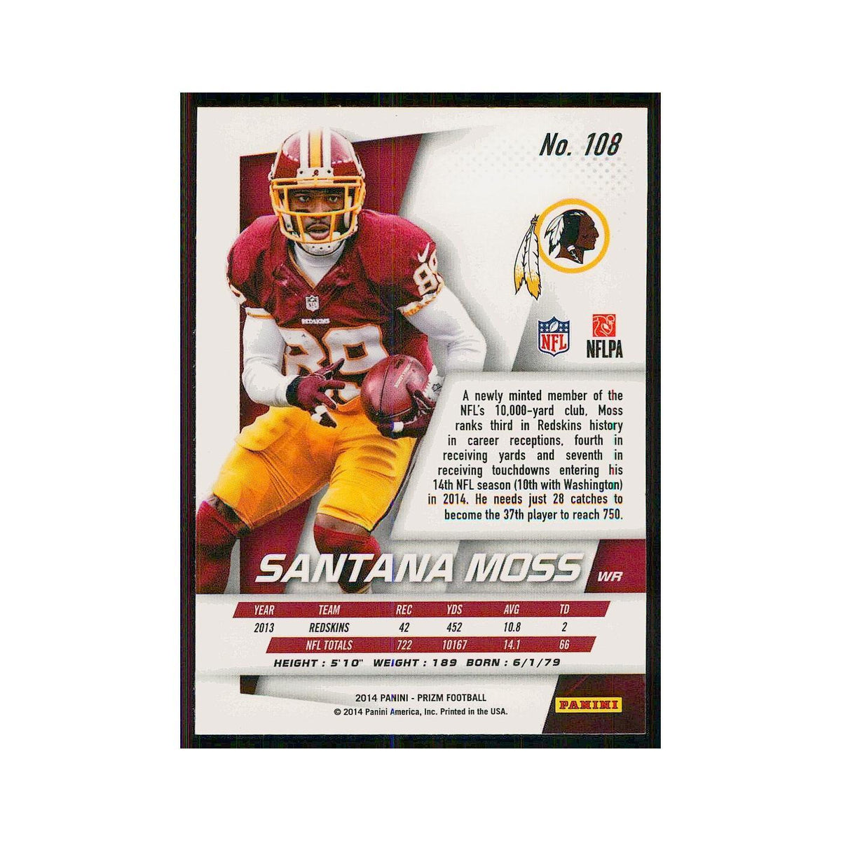 2014 Panini Prizm Santana Moss Redskins #108