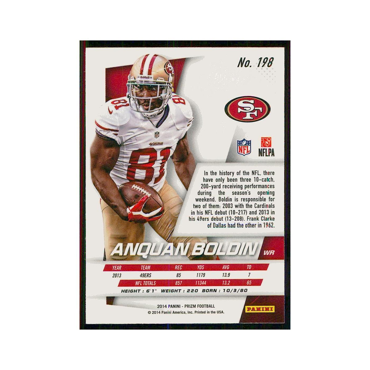 2014 Panini Prizm Anquan Boldin 49ers #198