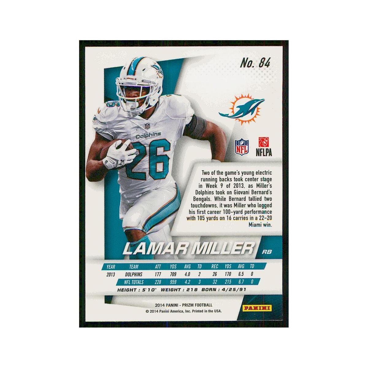 2014 Panini Prizm Lamar Miller Dolphins #84