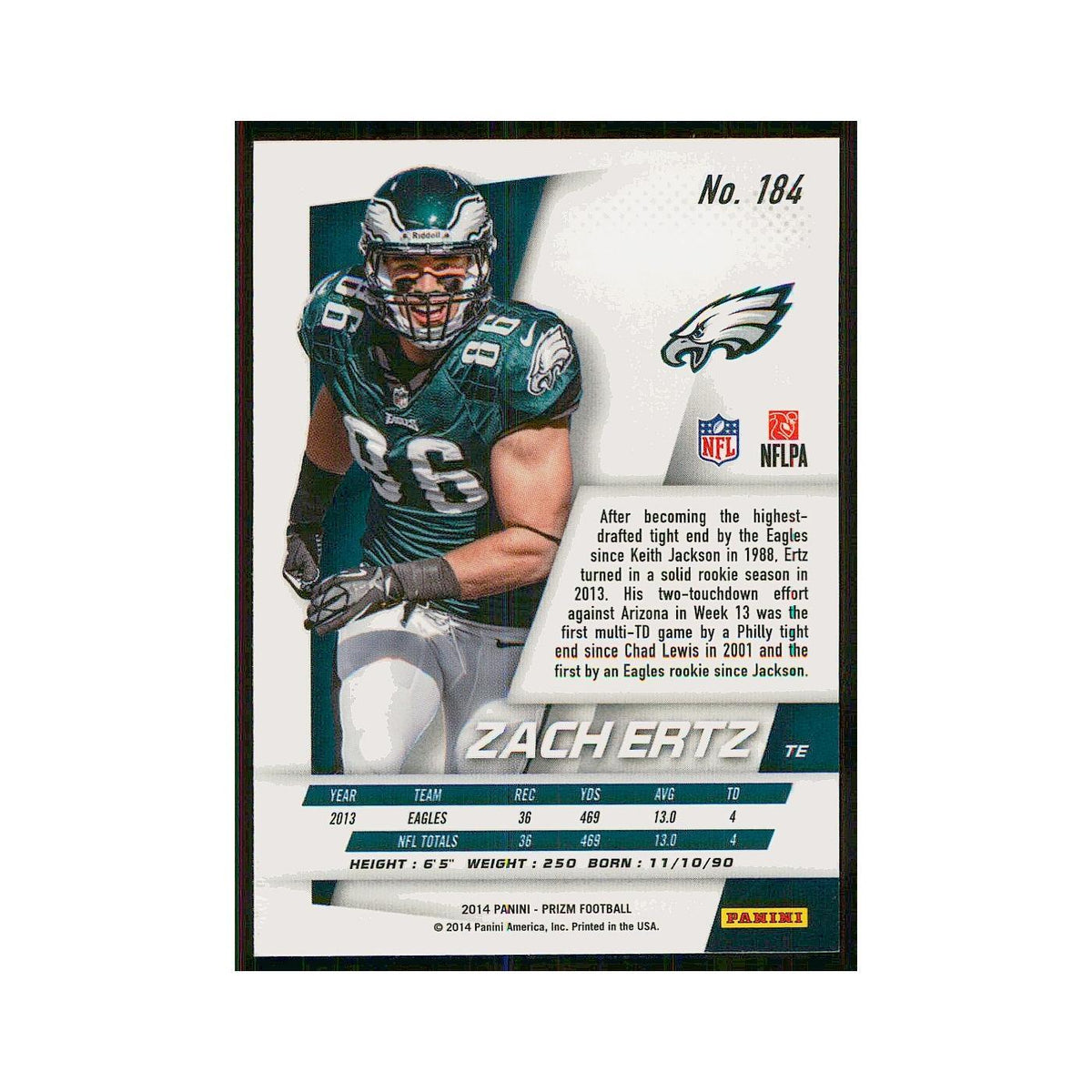 2014 Panini Prizm Zach Ertz Eagles #184