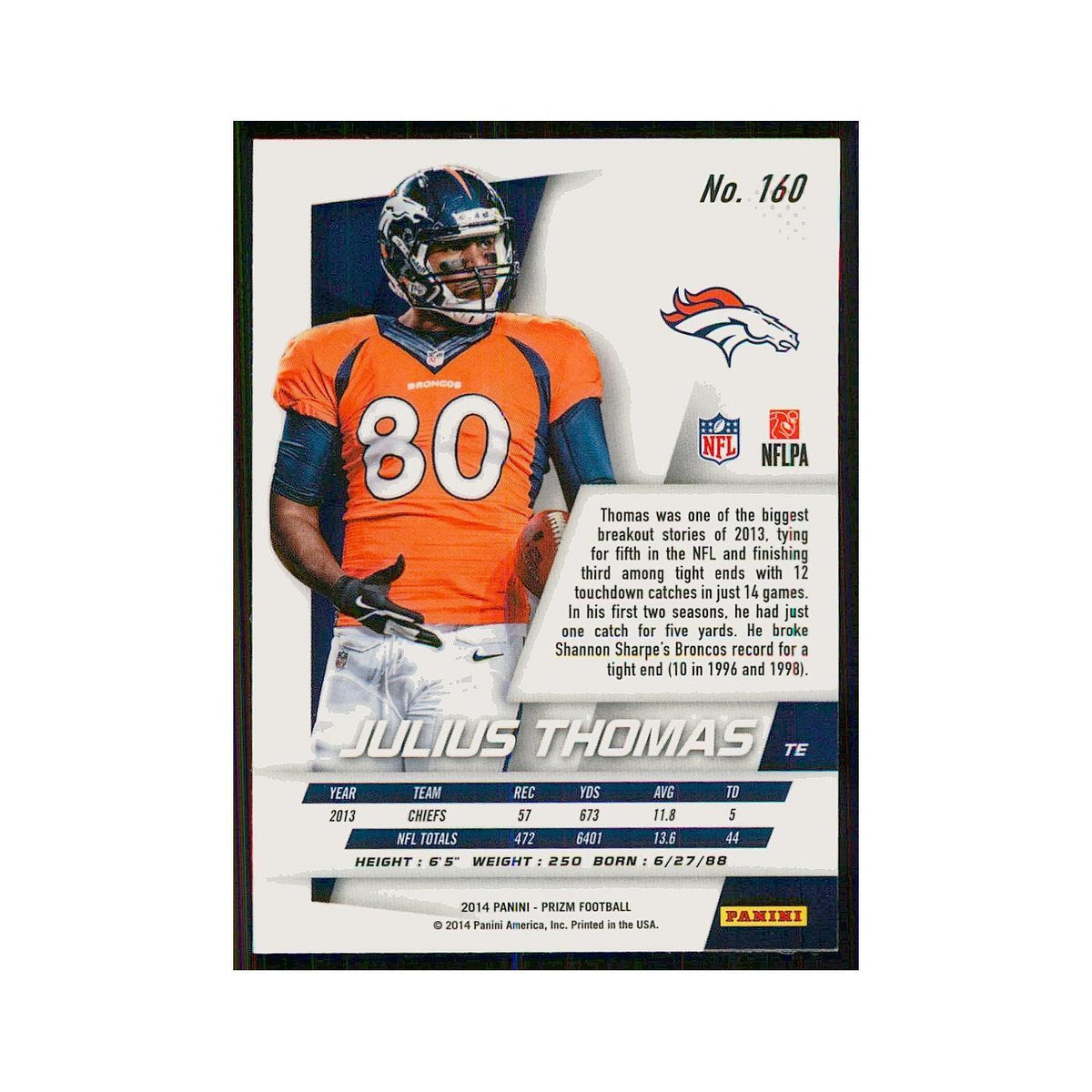 2014 Panini Prizm Julius Thomas Broncos #160