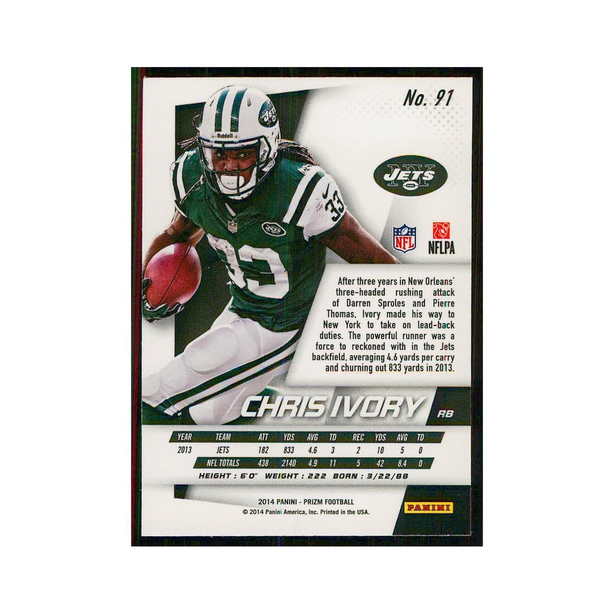 2014 Panini Prizm Chris Ivory Jets #91