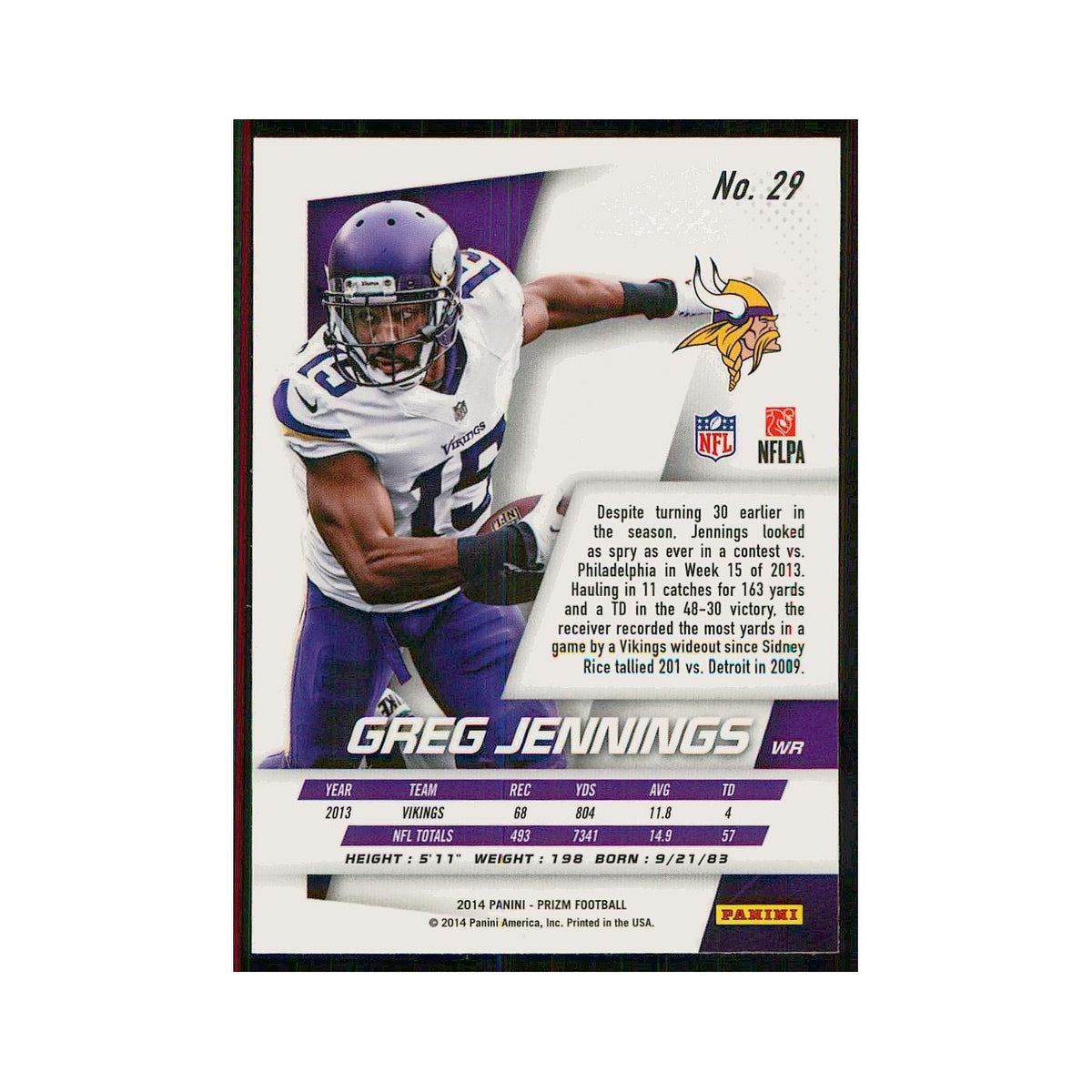 2014 Panini Prizm Greg Jennings Vikings #29