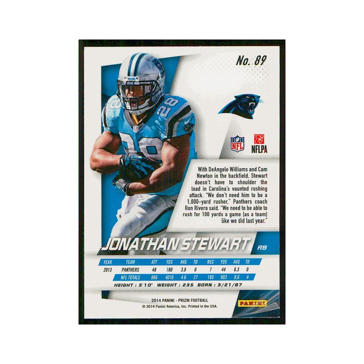2014 Panini Prizm Jonathan Stewart Panthers #89