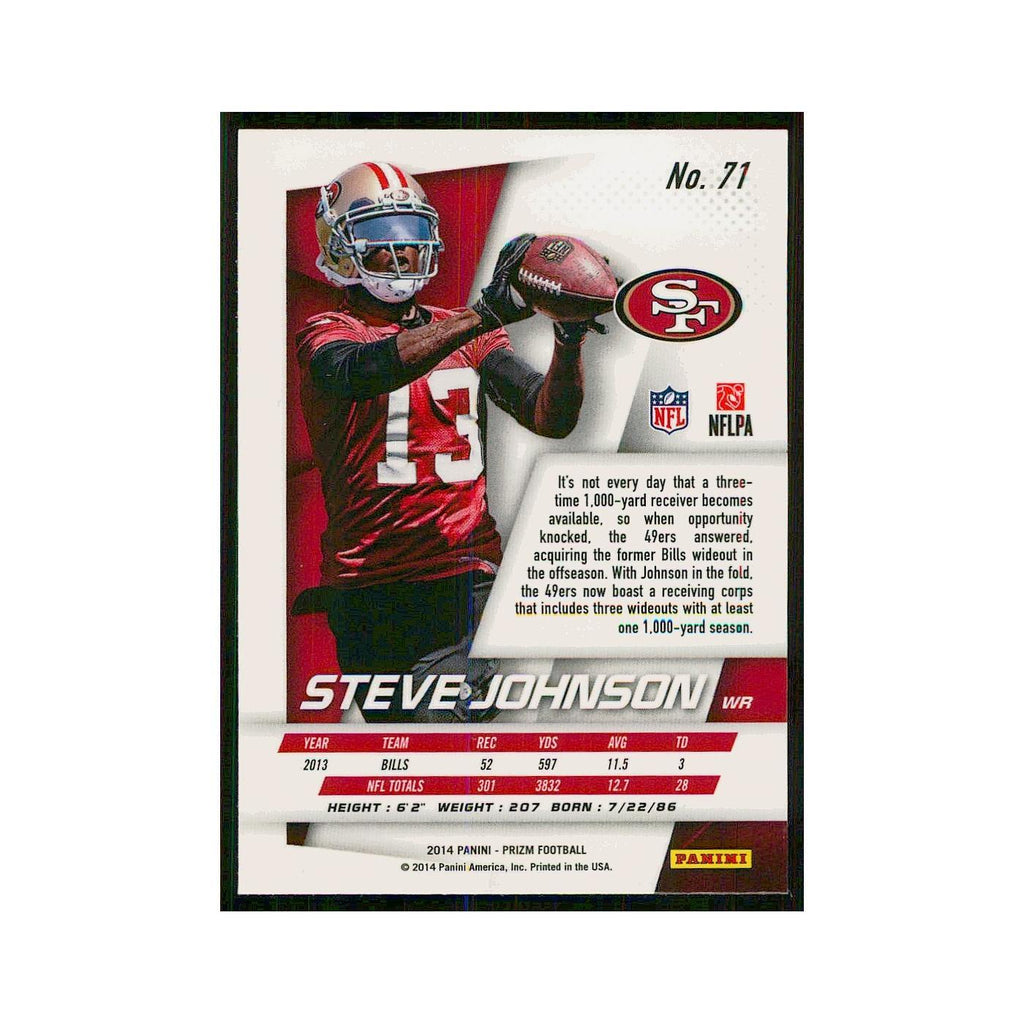 2014 Panini Prizm Steve Johnson 49ers #71