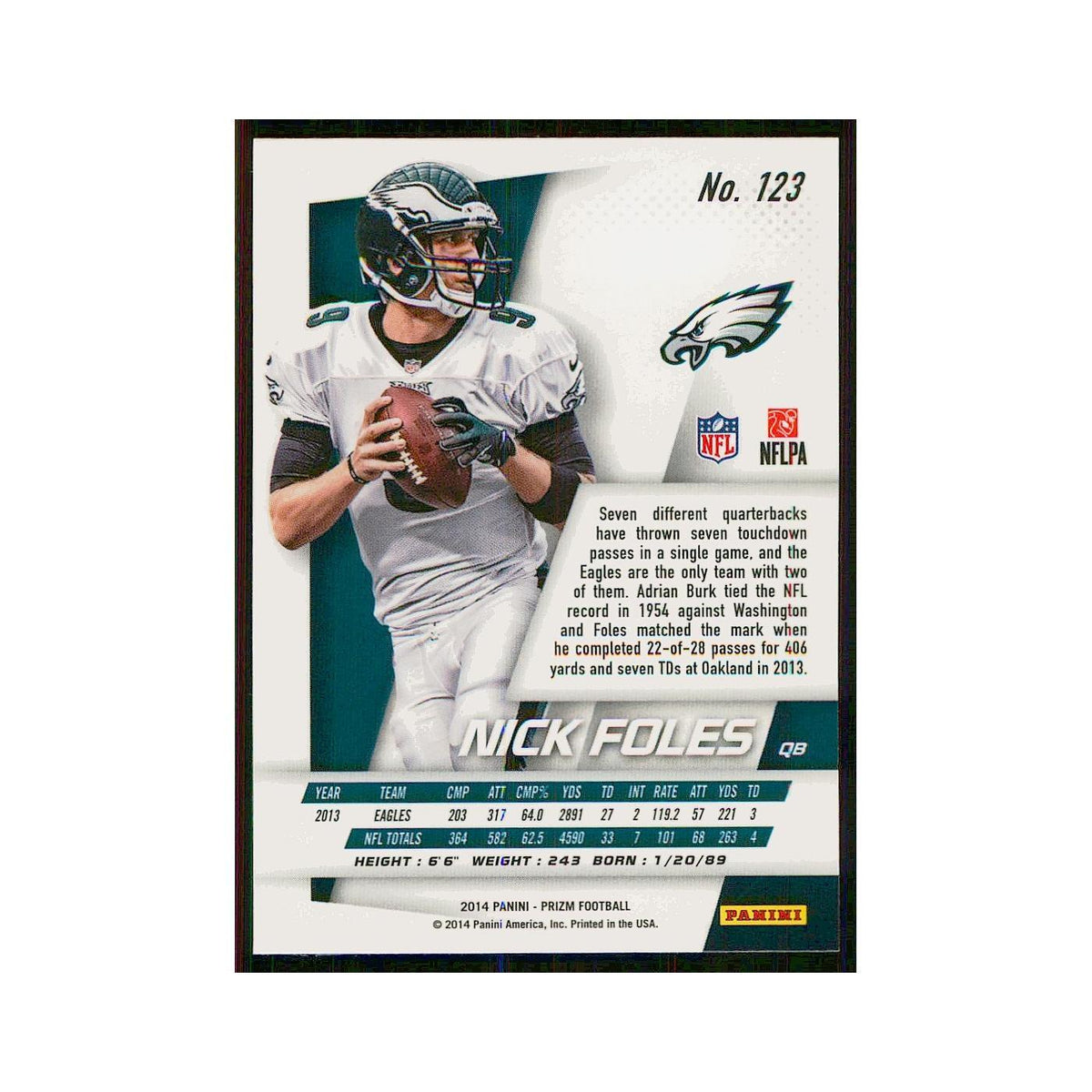 2014 Panini Prizm Nick Foles Eagles #123