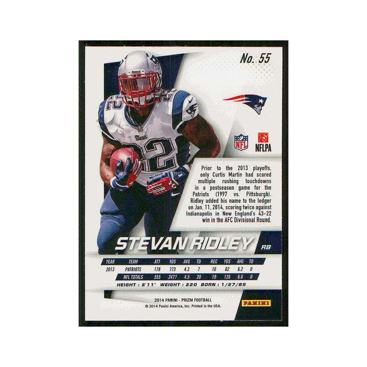 2014 Panini Prizm Stevan Ridley Patriots #55