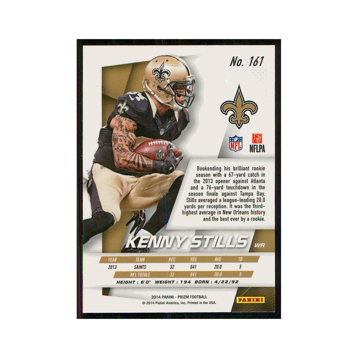 2014 Panini Prizm Kenny Stills Saints #161