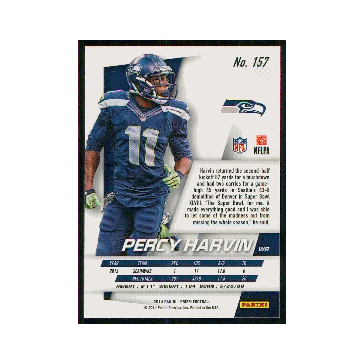 2014 Panini Prizm Percy Harvin Seahawks #157