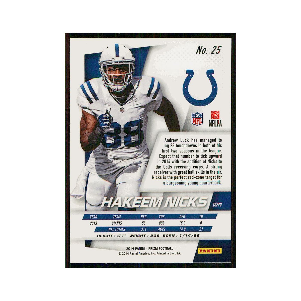2014 Panini Prizm Hakeem Nicks Colts #25