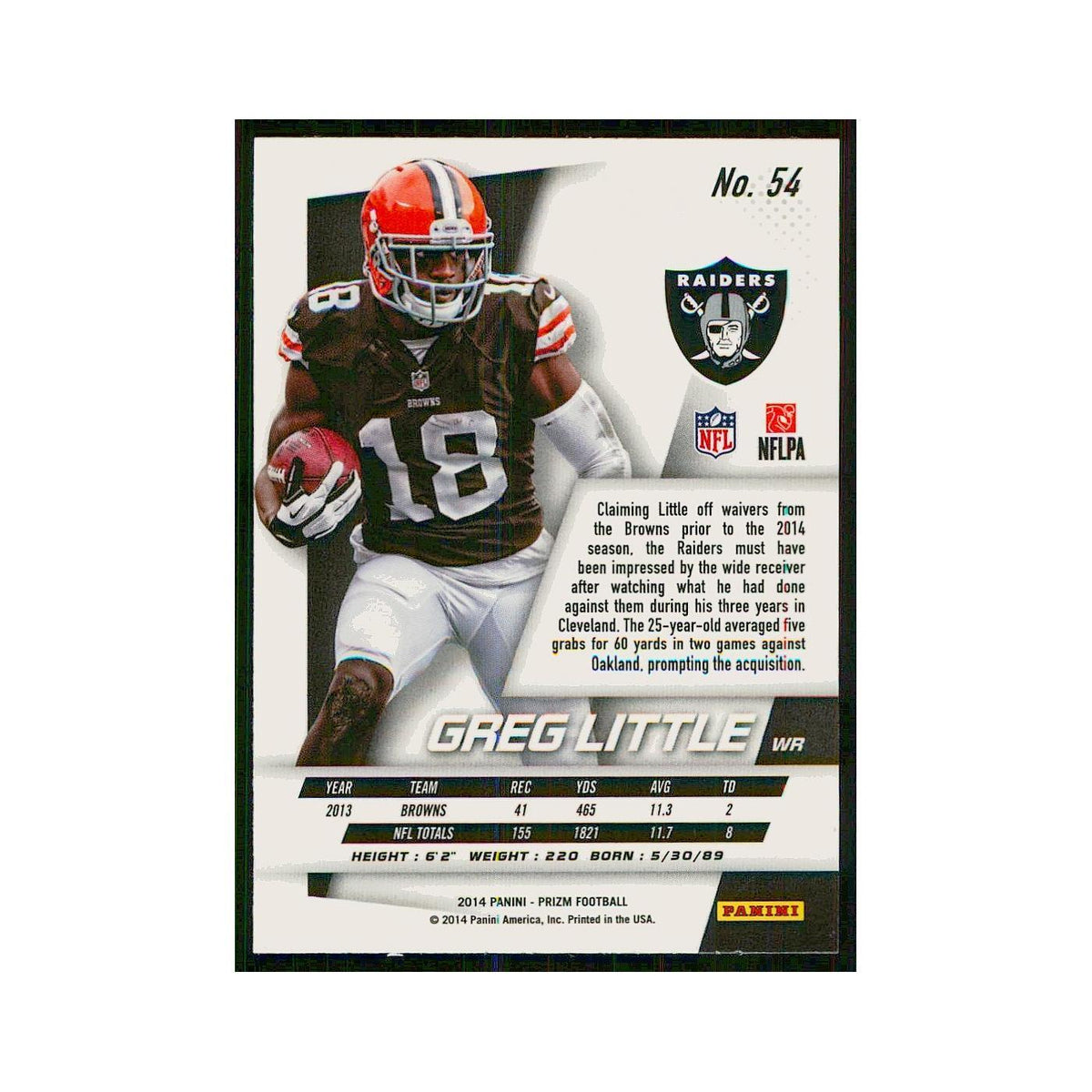 2014 Panini Prizm Greg Little Raiders #54