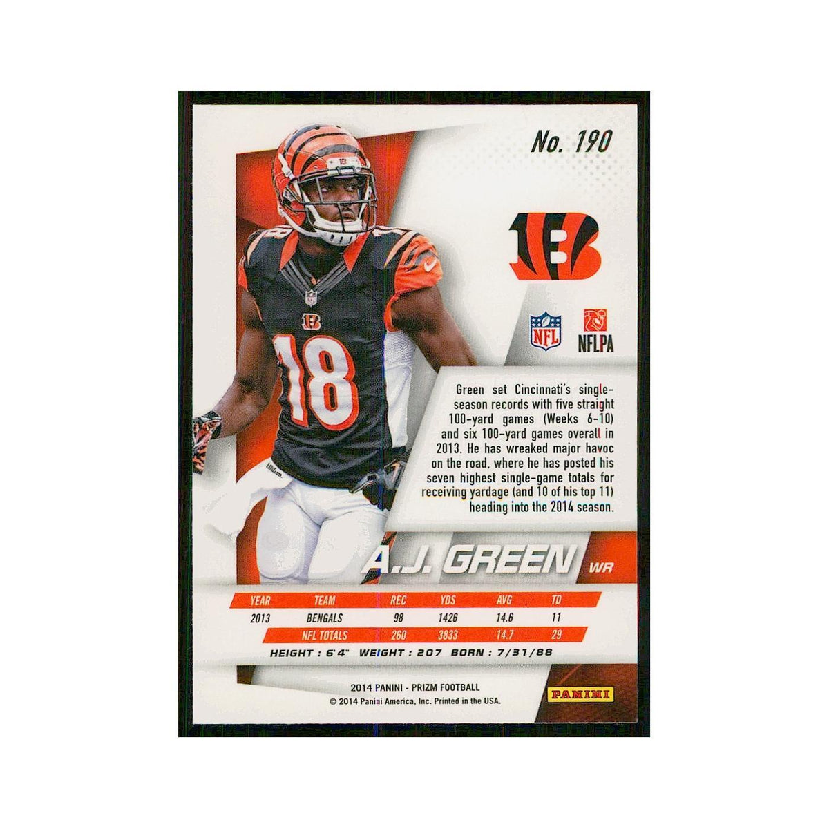 2014 Panini Prizm A.J. Green Bengals #190