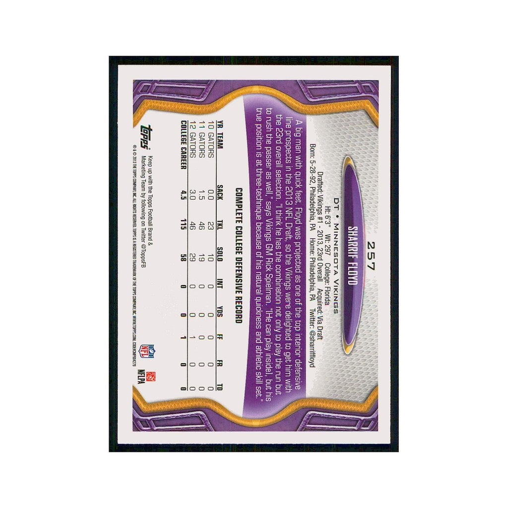 2013 Topps Sharrif Floyd RC Vikings #257