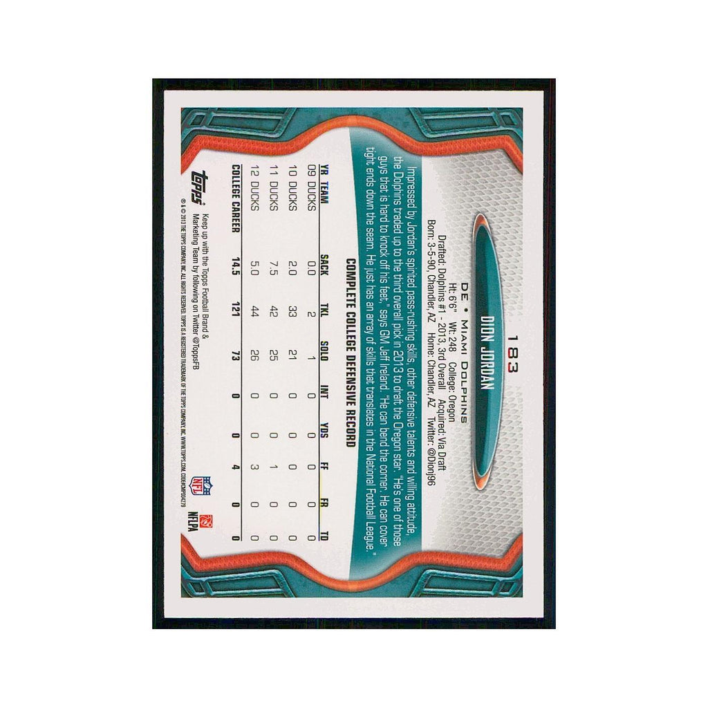 2013 Topps Dion Jordan RC Dolphins #183