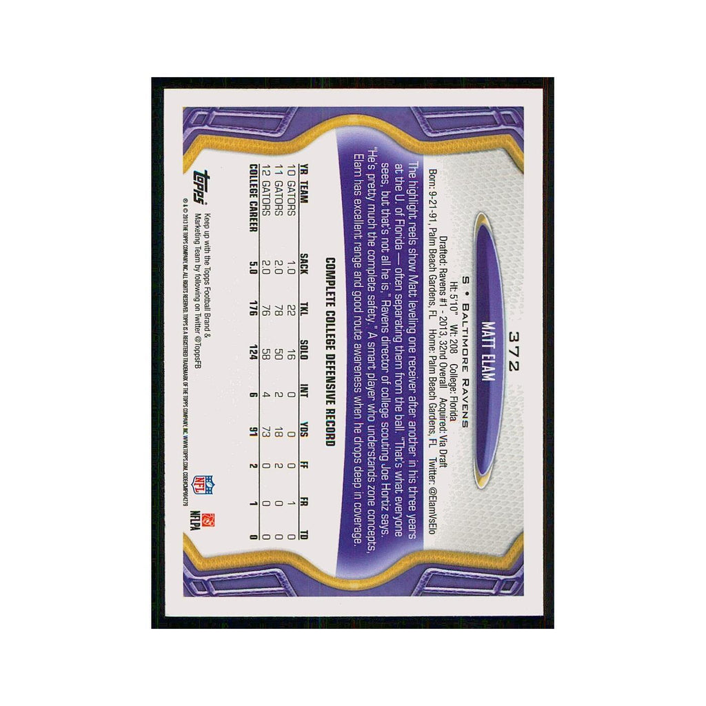 2013 Topps Matt Elam RC Ravens #372