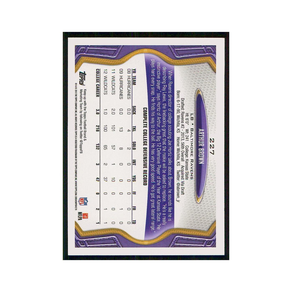 2013 Topps Arthur Brown RC Ravens #227
