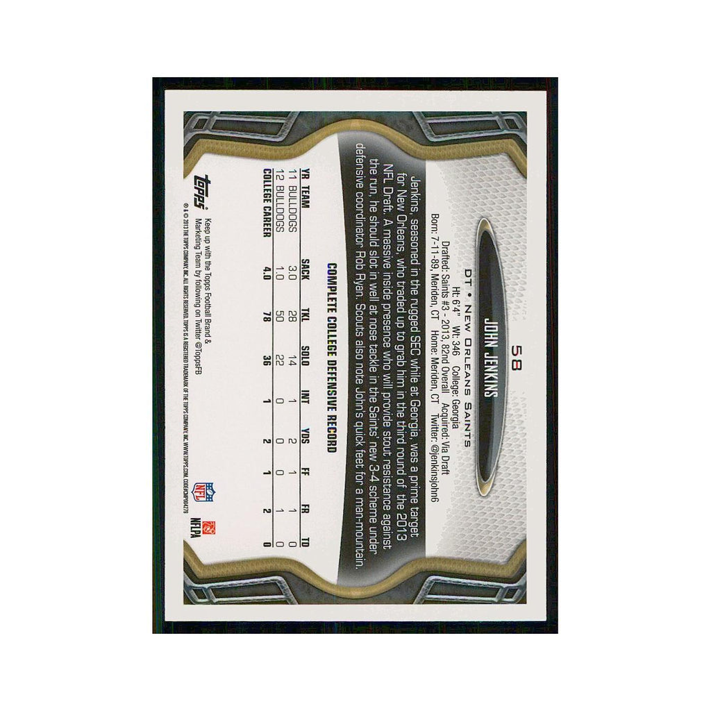 2013 Topps John Jenkins RC Saints #58