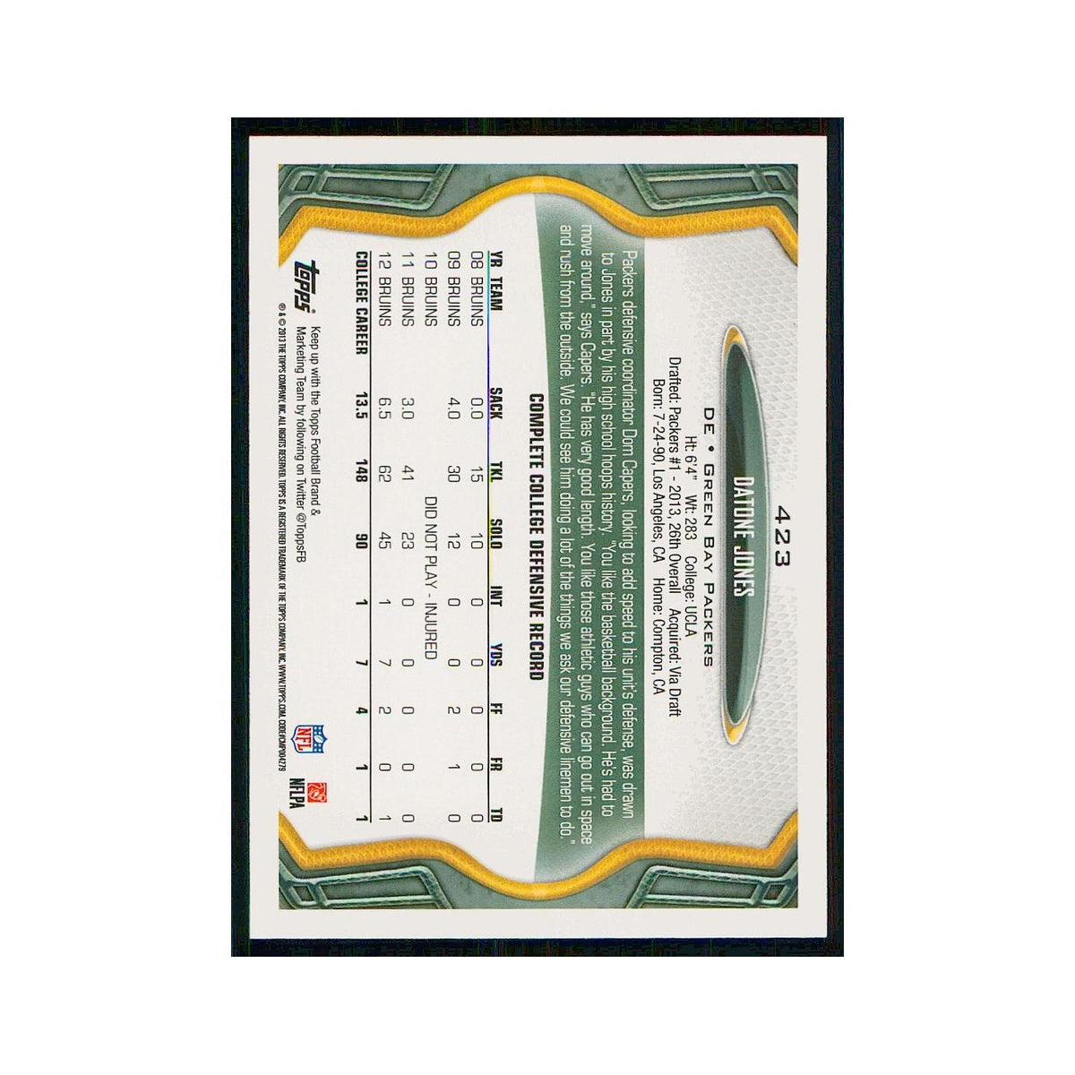 2013 Topps Datone Jones RC Packers #423