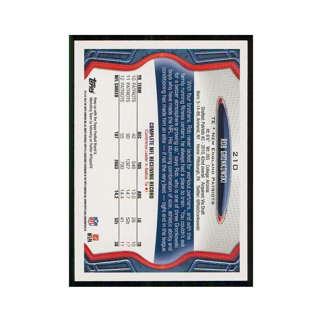 2013 Topps Rob Gronkowski Patriots #210