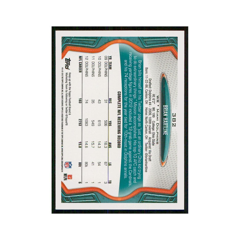 2013 Topps Brian Hartline Dolphins #382