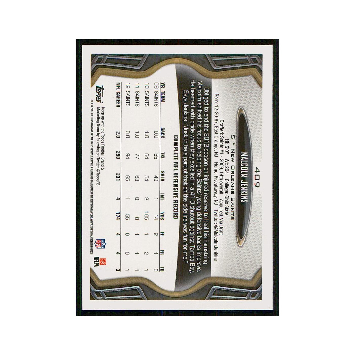 2013 Topps Malcolm Jenkins Saints #409