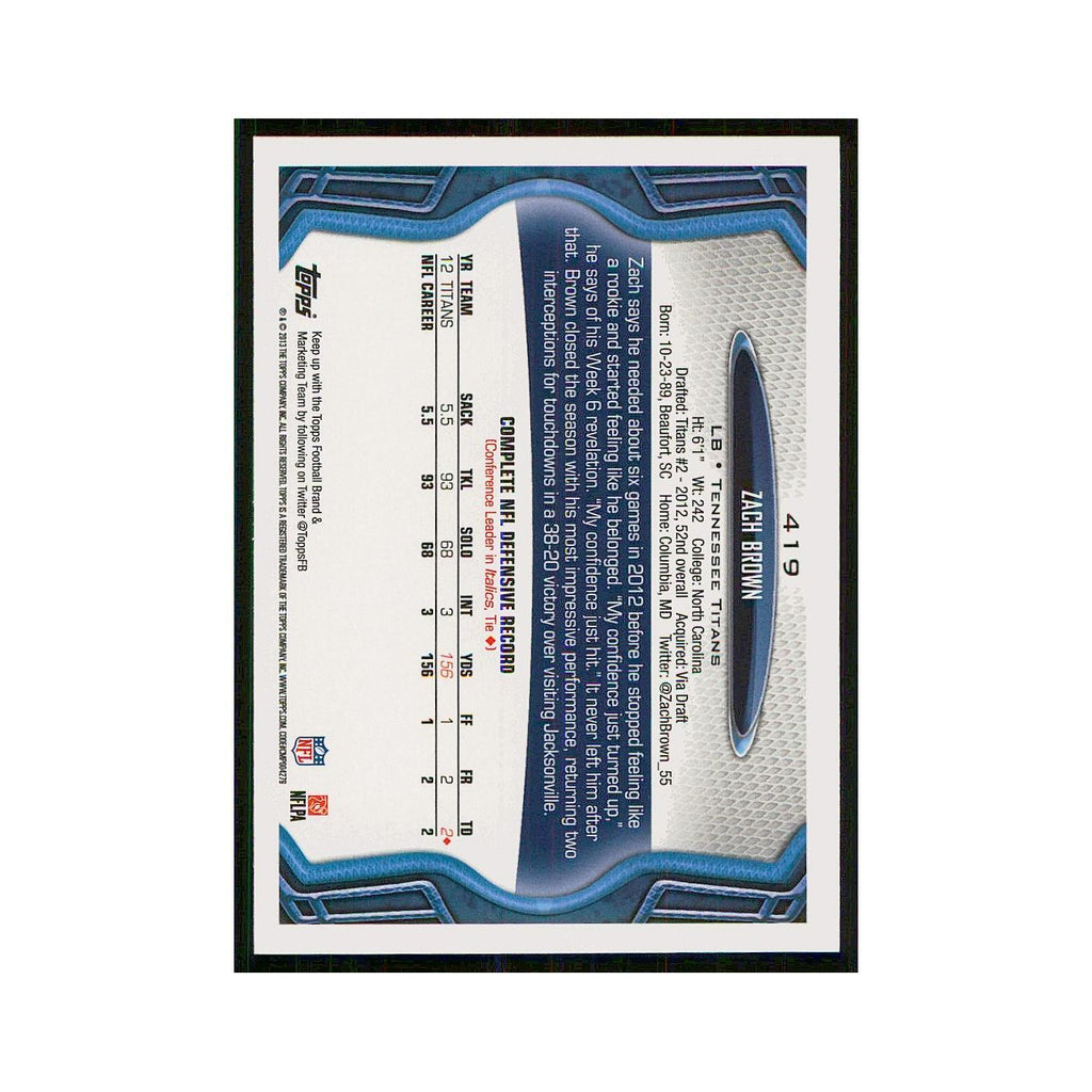 2013 Topps Zach Brown Titans #419