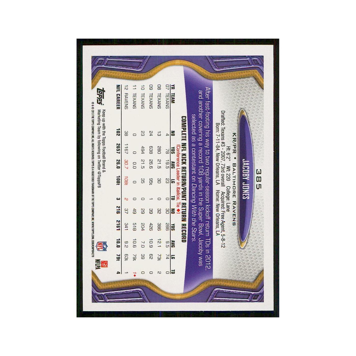 2013 Topps Jacoby Jones Ravens #385