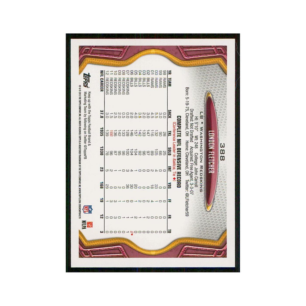 2013 Topps London Fletcher Redskins #388