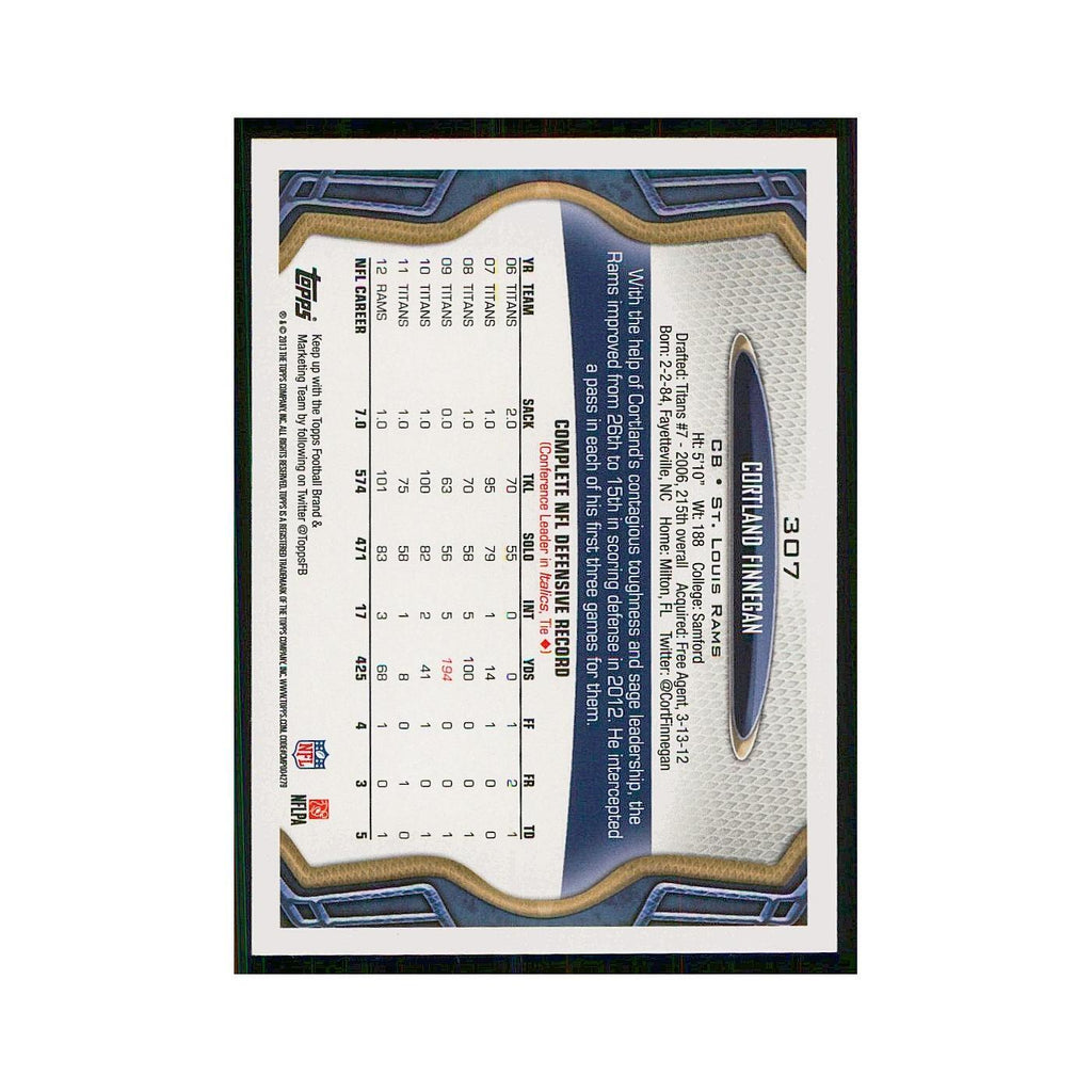 2013 Topps Cortland Finnegan St. Louis Rams #307